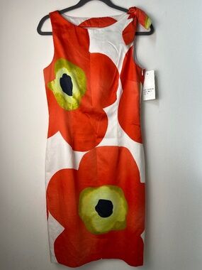 Y2K David Meister Floral  Dress Red White Sleeveless Knee Length Size 8 NWT